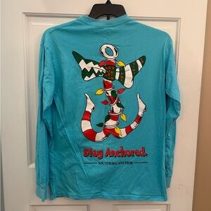 Southern Anchor turquoise Long Sleeve Shirt Size Large